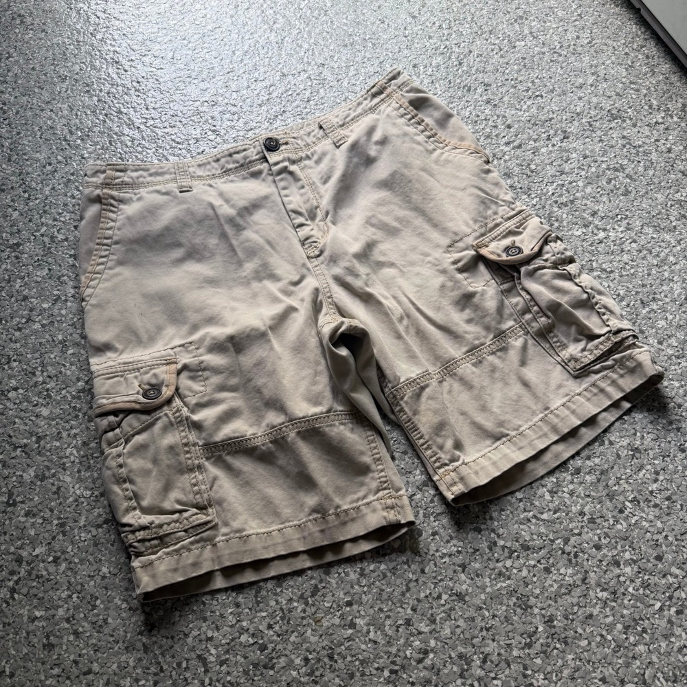 Y2K Aēropostale Cargo Shorts men's 34 Tan Baggy Skater Loose Fit